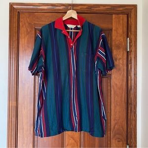 EUC Arrow L tournament vintage bowl stripe polo shirt green blue red white